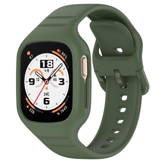 Per Honor Watch 4 cinturino in silicone integrato completamente chiuso (verde scuro)