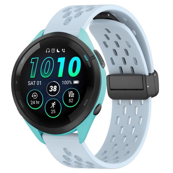 Per cinturino in silicone con chiusura magnetica pieghevole Garmin Forerunner 265 da 22 mm (azzurro)