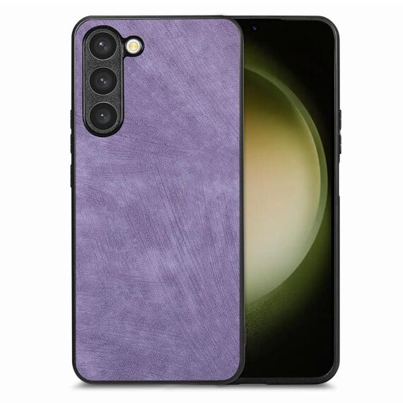 Per Samsung Galaxy S23 5G Custodia per telefono con cover posteriore per PC in pelle vintage (viola)