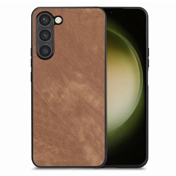Per Samsung Galaxy S23 FE 5G Custodia per telefono con cover posteriore per PC in pelle vintage (marrone)