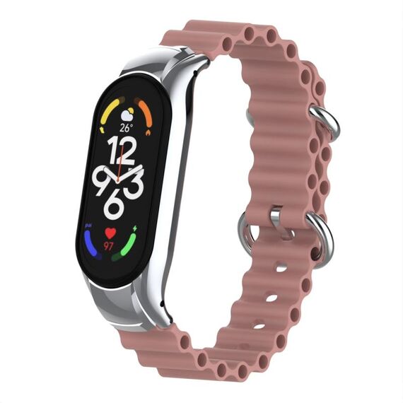 Per cinturino per orologio traspirante in silicone marino Xiaomi Mi Band 7 (rosa corallo)