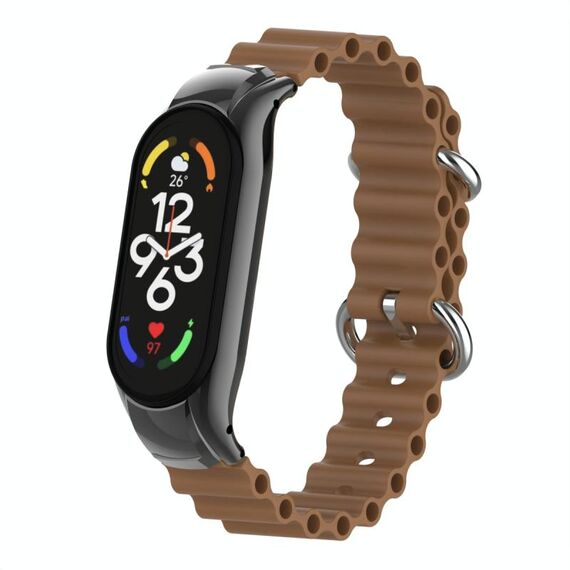 Per cinturino per orologio traspirante in silicone marino Xiaomi Mi Band 7 (marrone)