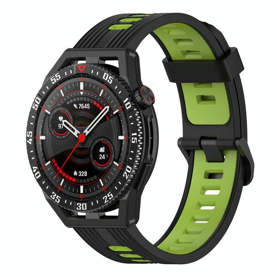 Per Huawei Watch GT 3 SE 22mm Cinturino in silicone a strisce bicolore (nero verde lime)