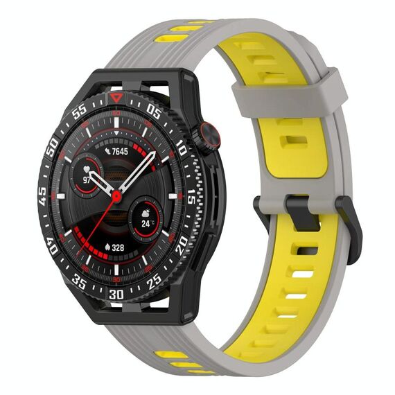 Per Huawei Watch GT 3 SE 22mm Cinturino in silicone a strisce bicolore (grigio giallo)