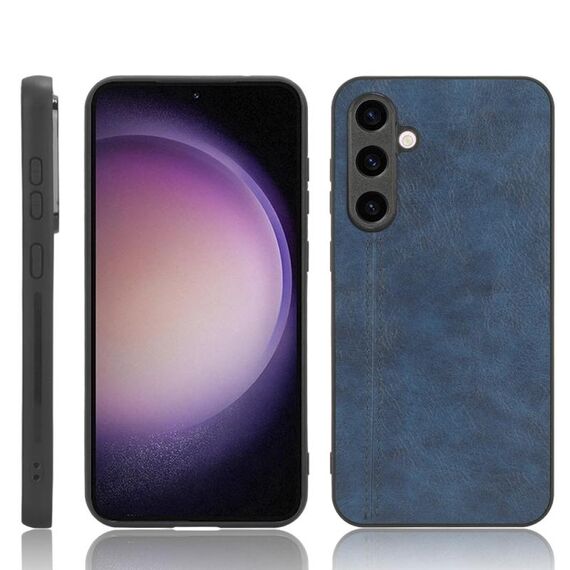 Per Samsung Galaxy S23 FE 5G Cucito Mucca Modello Pelle PC + PU + Custodia per telefono TPU (Blu)