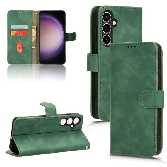 Per Samsung Galaxy S23 FE 5G Custodia per telefono in pelle con vibrazione magnetica Skin Feel (verde)
