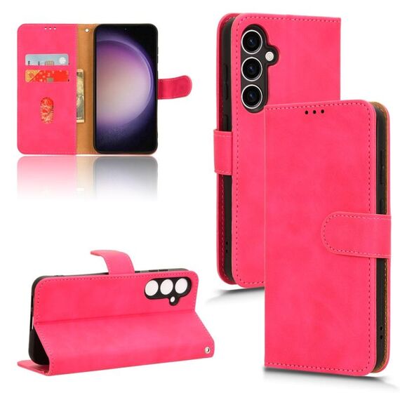 Per Samsung Galaxy S23 FE 5G Custodia per telefono in pelle con vibrazione magnetica Skin Feel (Rosa rossa)