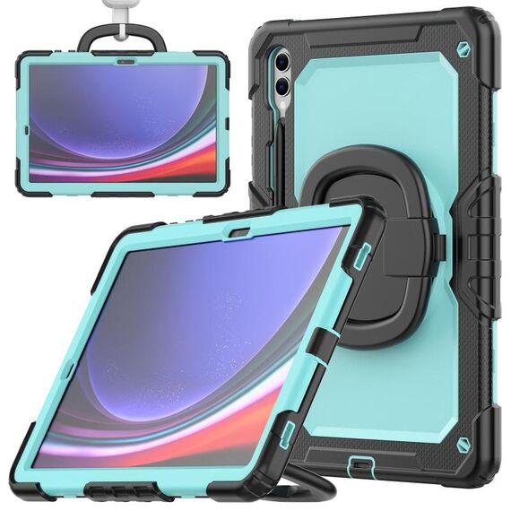 Per Samsung Galaxy S9+ Custodia per tablet PC ibrida in silicone tipo D con supporto per maniglia (PC azzurro)