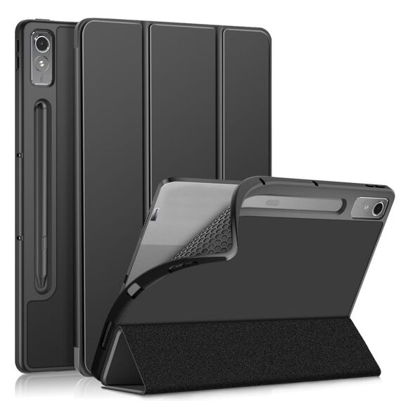 Per Lenovo Tab P12 12.7 2023 Custodia per tablet in pelle TPU intelligente a 3 pieghe (nera)