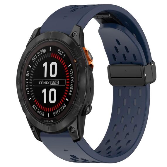 Per cinturino in silicone con foro per fibbia pieghevole Garmin Fenix 7S Pro 42mm 20mm (blu notte)
