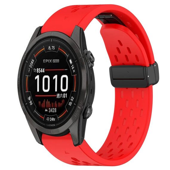 Per cinturino in silicone Garmin Epix Pro 42 mm 20 mm con foro fibbia pieghevole (rosso)