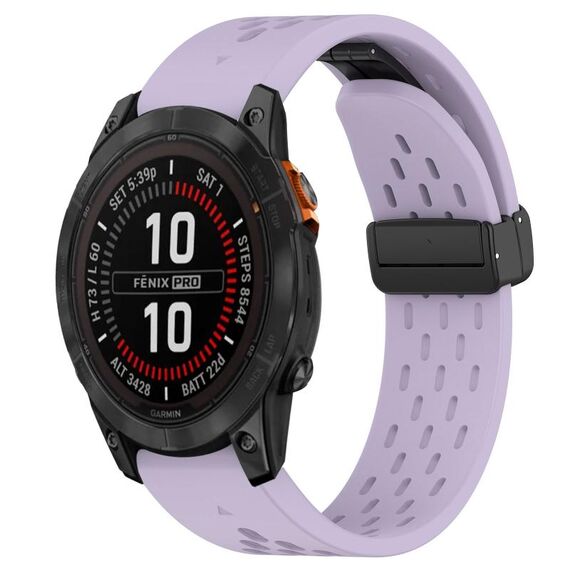 Per cinturino in silicone con foro per fibbia pieghevole Garmin Fenix 7S da 20 mm (viola)
