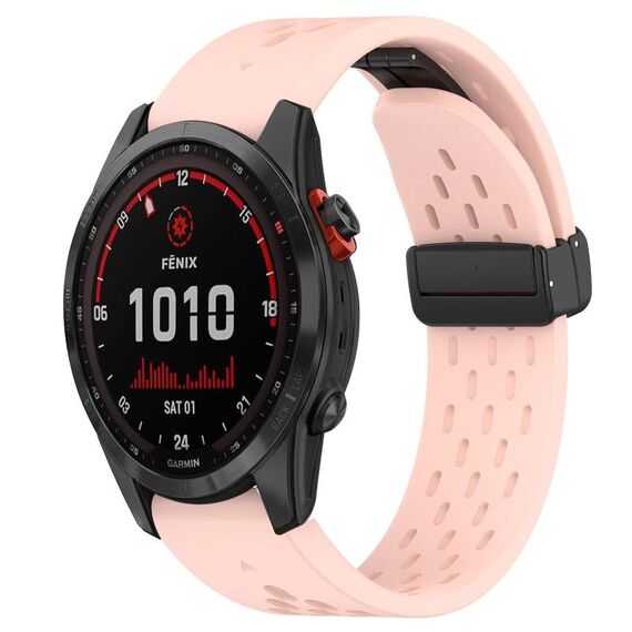 Per cinturino in silicone Garmin Fenix 7S Solar da 20 mm con foro per fibbia pieghevole (rosa)