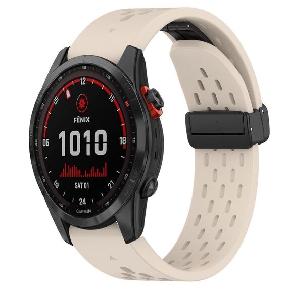 Per cinturino in silicone Garmin Fenix 7S Solar da 20 mm con foro per fibbia pieghevole (colore Starlight)