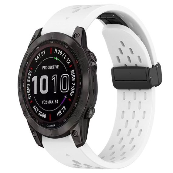 Per cinturino in silicone Garmin Fenix 7S Sapphire Solar da 20 mm con foro per fibbia pieghevole (bianco)