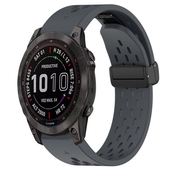 Per cinturino in silicone Garmin Fenix 7S Sapphire Solar da 20 mm con foro per fibbia pieghevole (grigio scuro)