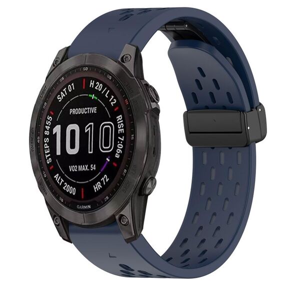Per cinturino in silicone Garmin Fenix 7S Sapphire Solar da 20 mm con foro per fibbia pieghevole (blu notte)