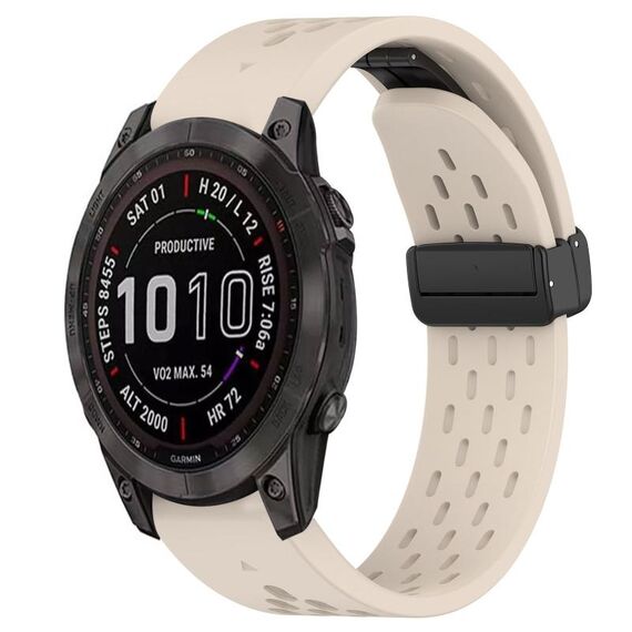Per cinturino in silicone con foro per fibbia pieghevole Garmin Fenix 7S Sapphire Solar da 20 mm (colore Starlight)