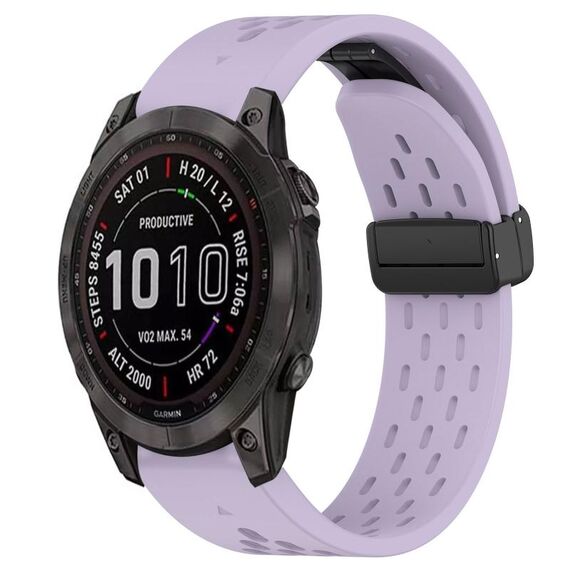 Per cinturino in silicone Garmin Fenix 7S Sapphire Solar da 20 mm con foro per fibbia pieghevole (viola)