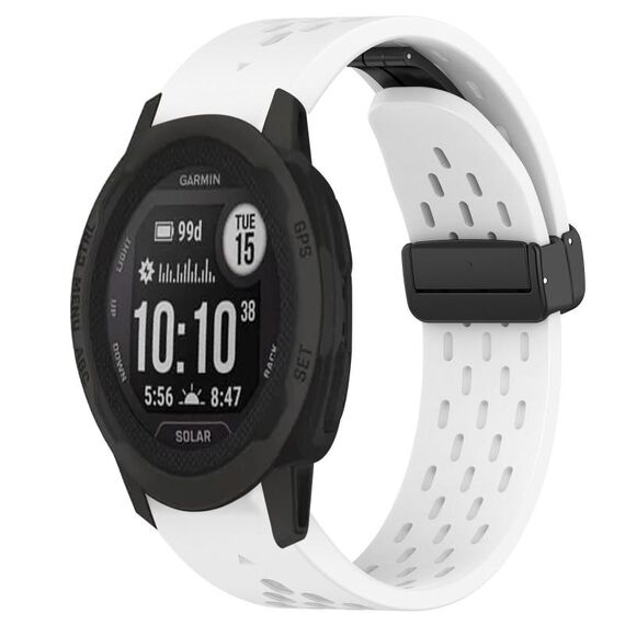 Per cinturino in silicone con foro per fibbia pieghevole Garmin Instinct 2S da 20 mm (bianco)