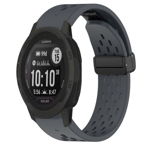 Per cinturino in silicone Garmin Instinct 2S da 20 mm con foro per fibbia pieghevole (grigio scuro)