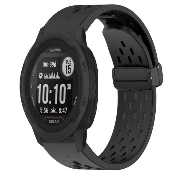 Per cinturino in silicone con foro per fibbia pieghevole Garmin Instinct 2S da 20 mm (nero)