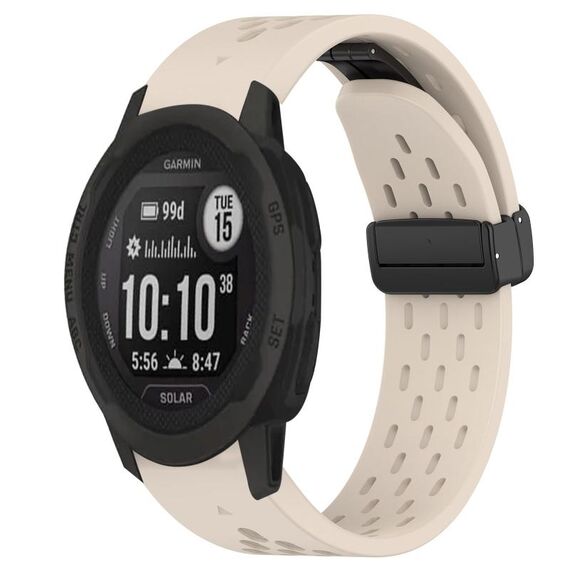 Per cinturino in silicone con foro per fibbia pieghevole Garmin Instinct 2S da 20 mm (colore Starlight)
