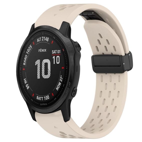 Per cinturino in silicone con foro per fibbia pieghevole Garmin Fenix 6S da 20 mm (colore Starlight)