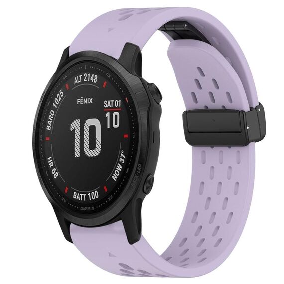 Per cinturino in silicone con foro per fibbia pieghevole Garmin Fenix 6S da 20 mm (viola)
