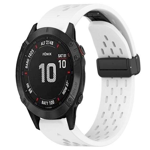 Per cinturino in silicone Garmin Fenix ​​6S Pro da 20 mm con foro per fibbia pieghevole (bianco)