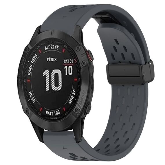 Per cinturino in silicone Garmin Fenix 6S Pro da 20 mm con foro per fibbia pieghevole (grigio scuro)