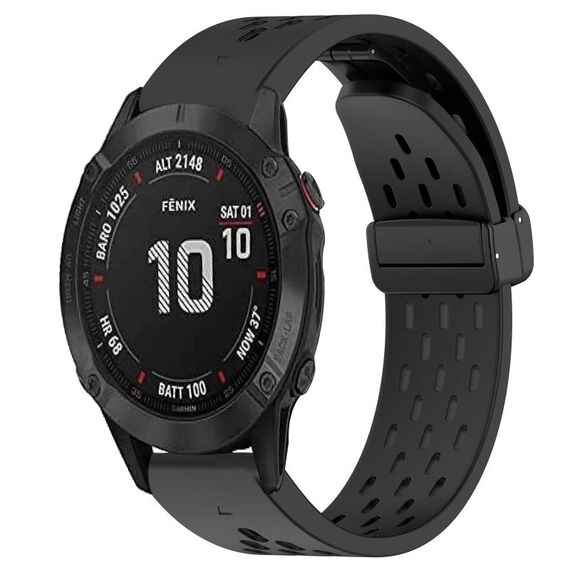 Per cinturino in silicone Garmin Fenix ​​6S Pro da 20 mm con foro per fibbia pieghevole (nero)