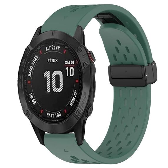 Per cinturino in silicone Garmin Fenix ​​6S Pro da 20 mm con foro per fibbia pieghevole (verde scuro)
