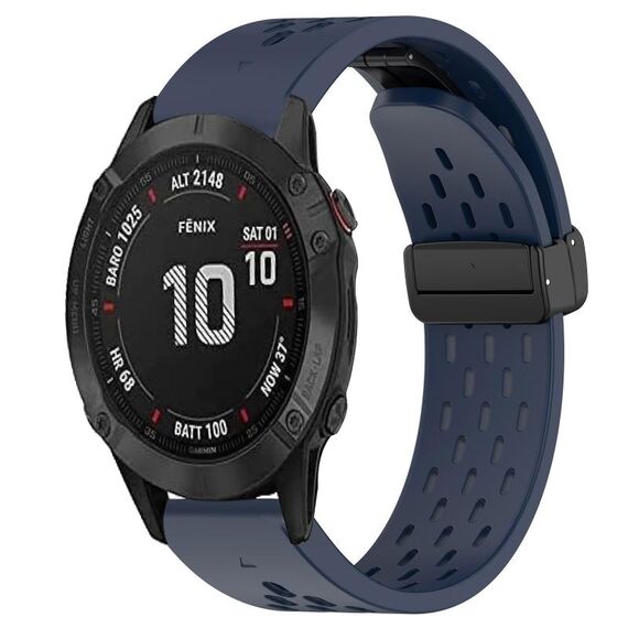 Per cinturino in silicone Garmin Fenix ​​6S Pro da 20 mm con foro per fibbia pieghevole (blu notte)