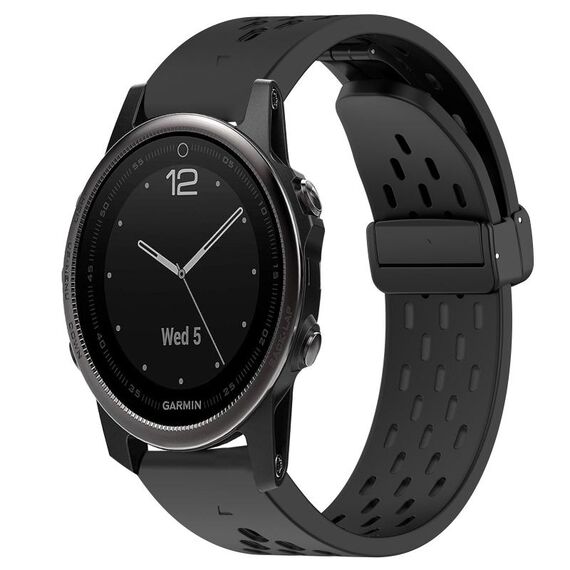 Per cinturino in silicone con foro per fibbia pieghevole Garmin Fenix 5S da 20 mm (nero)