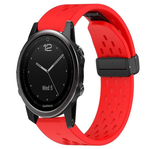 Per cinturino in silicone con foro per fibbia pieghevole Garmin Fenix 5S da 20 mm (rosso)