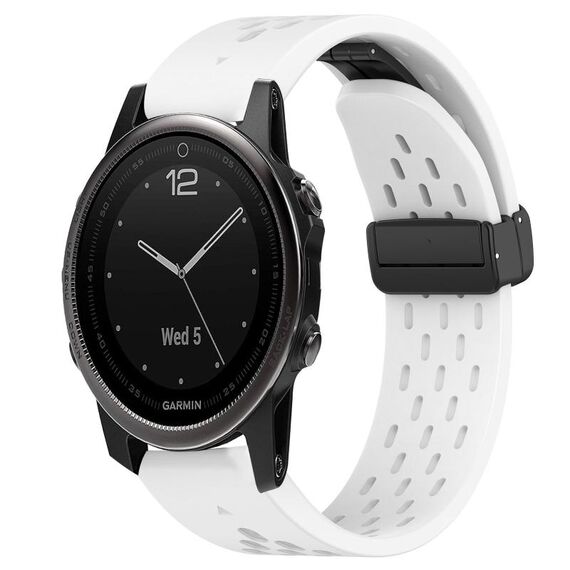 Per cinturino in silicone Garmin Fenix 5S Plus con foro per fibbia pieghevole da 20 mm (bianco)