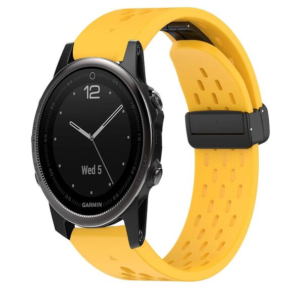 Per cinturino in silicone Garmin Fenix 5S Plus con foro per fibbia pieghevole da 20 mm (giallo)