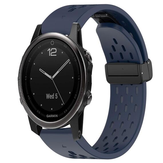 Per cinturino in silicone Garmin Fenix 5S Plus con foro per fibbia pieghevole da 20 mm (blu notte)