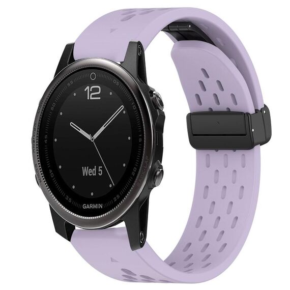 Per cinturino in silicone Garmin Fenix ​​5S Plus da 20 mm con foro per fibbia pieghevole (viola)