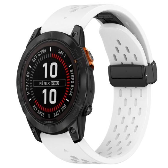 Per cinturino in silicone con foro per fibbia pieghevole Garmin Fenix 7 Pro 47mm 22mm (bianco)