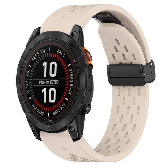 Per cinturino in silicone con foro per fibbia pieghevole Garmin Fenix 7 Pro 47mm 22mm (colore Starlight)