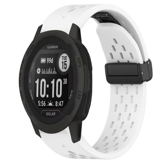 Per cinturino in silicone con foro per fibbia pieghevole Garmin Instinct 2 Solar da 22 mm (bianco)