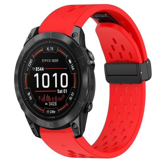 Per cinturino in silicone Garmin Epix Pro 47mm 22mm con foro fibbia pieghevole (rosso)