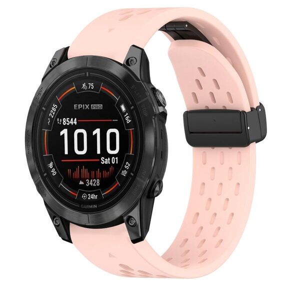 Per cinturino in silicone Garmin Epix Pro 47mm 22mm con foro fibbia pieghevole (rosa)