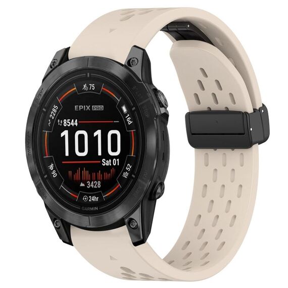 Per cinturino in silicone con foro per fibbia pieghevole Garmin Epix Pro 47mm 22mm (colore Starlight)