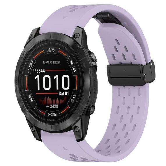 Per cinturino in silicone con foro per fibbia pieghevole Garmin Epix Pro 47mm 22mm (viola)