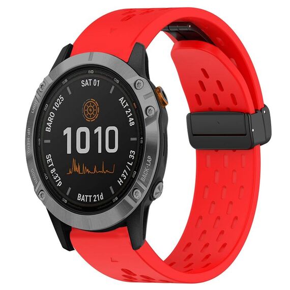 Per cinturino in silicone con foro per fibbia pieghevole Garmin Fenix 7 da 22 mm (rosso)
