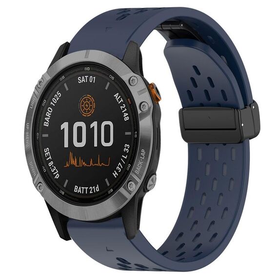 Per cinturino in silicone con foro per fibbia pieghevole Garmin Fenix 7 da 22 mm (blu notte)