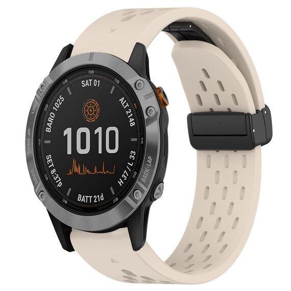 Per cinturino in silicone con foro per fibbia pieghevole Garmin Fenix 7 da 22 mm (colore Starlight)